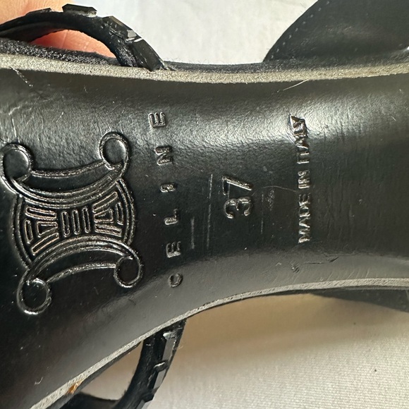 Celine Beaded Platform High Heel Satin Sandals in Black - Picture 2 of 3